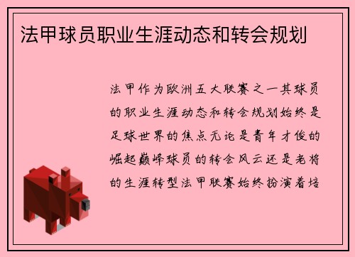 法甲球员职业生涯动态和转会规划